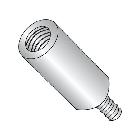 Newport Fasteners Round Standoffs, #6-32 Thrd Sz, 1-1/8 in Bd L, Brass Nickel Plated, 1/4 in OD, 500 PK 865256
